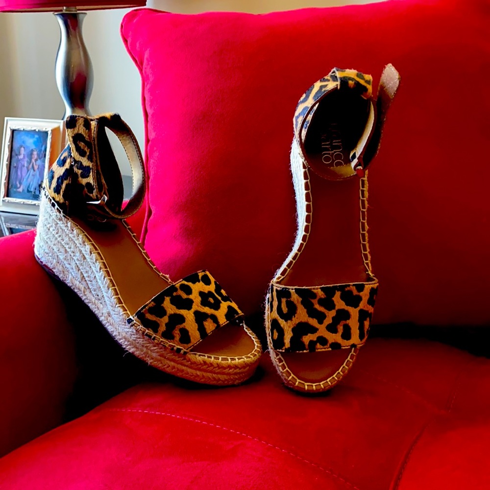 Franco Sarto leopard print wedge shoes